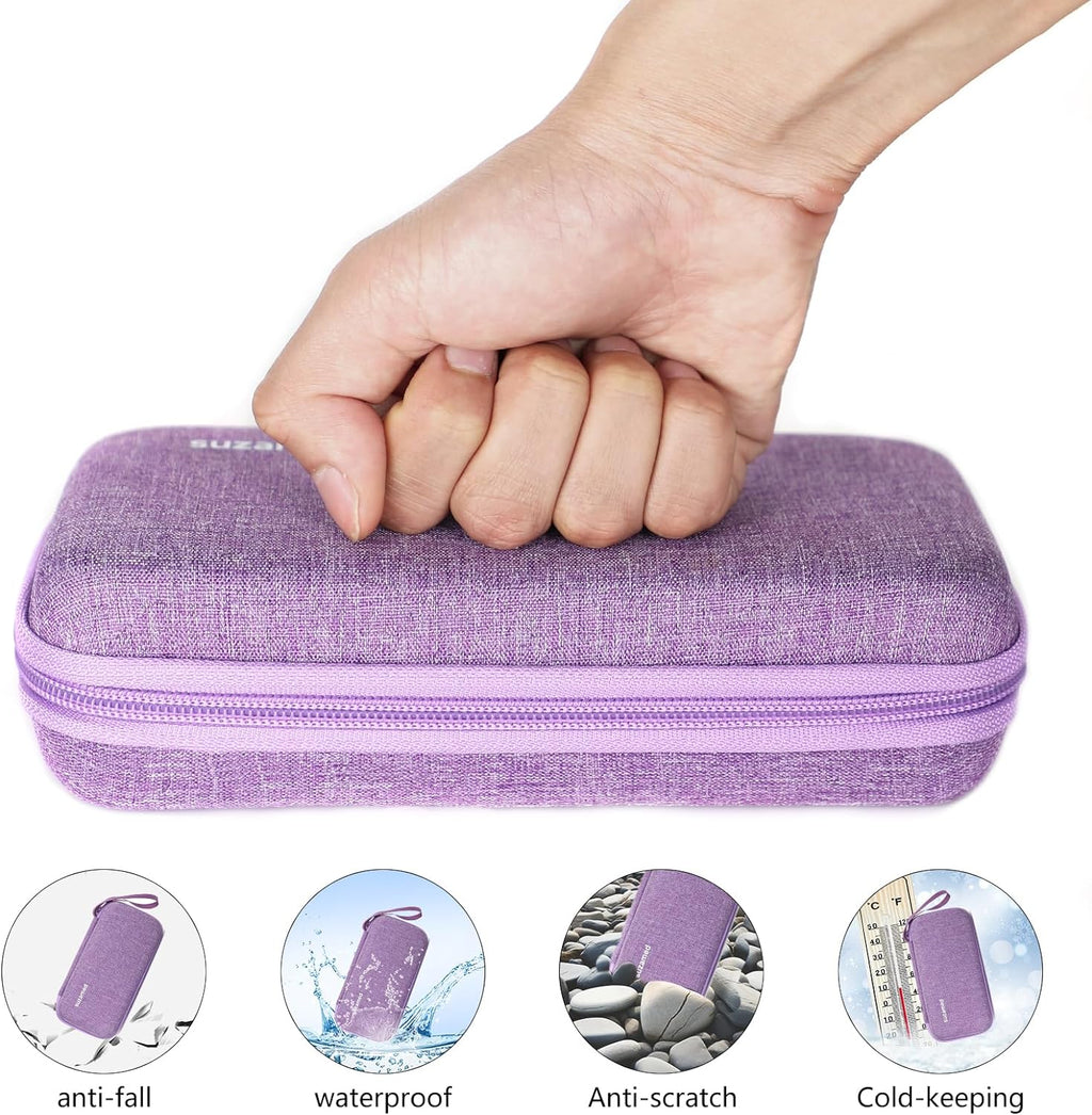 Insulin Cooler Travel Case,EVA Insulation Travel Medicine Kit with 2 Ice Packs for Diabetes Care,Insulin Pen and Other Diabetic Supplies (Purple)
