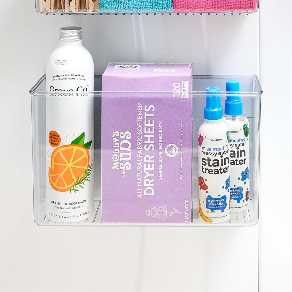 InterDesign iDesign Magnetic Large Clear Plastic Organizer Bins for Laundry Room Storage - 4-Pack