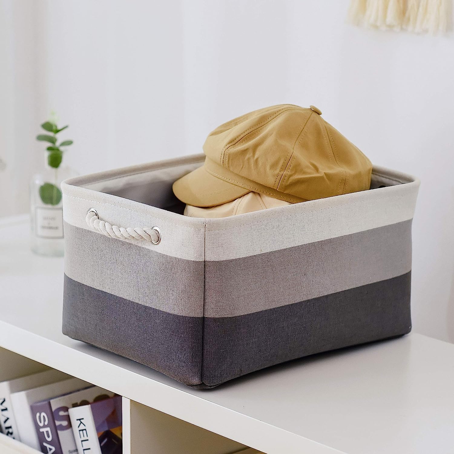 TcaFmac Storage Basket for Organizing - Large 4 Pack 16x12x8 inch Fabric Storage Bins for Shelves, Collapsible Storage Cubes for Closet Cloth Toy Gift Kids (Gradient Gray)