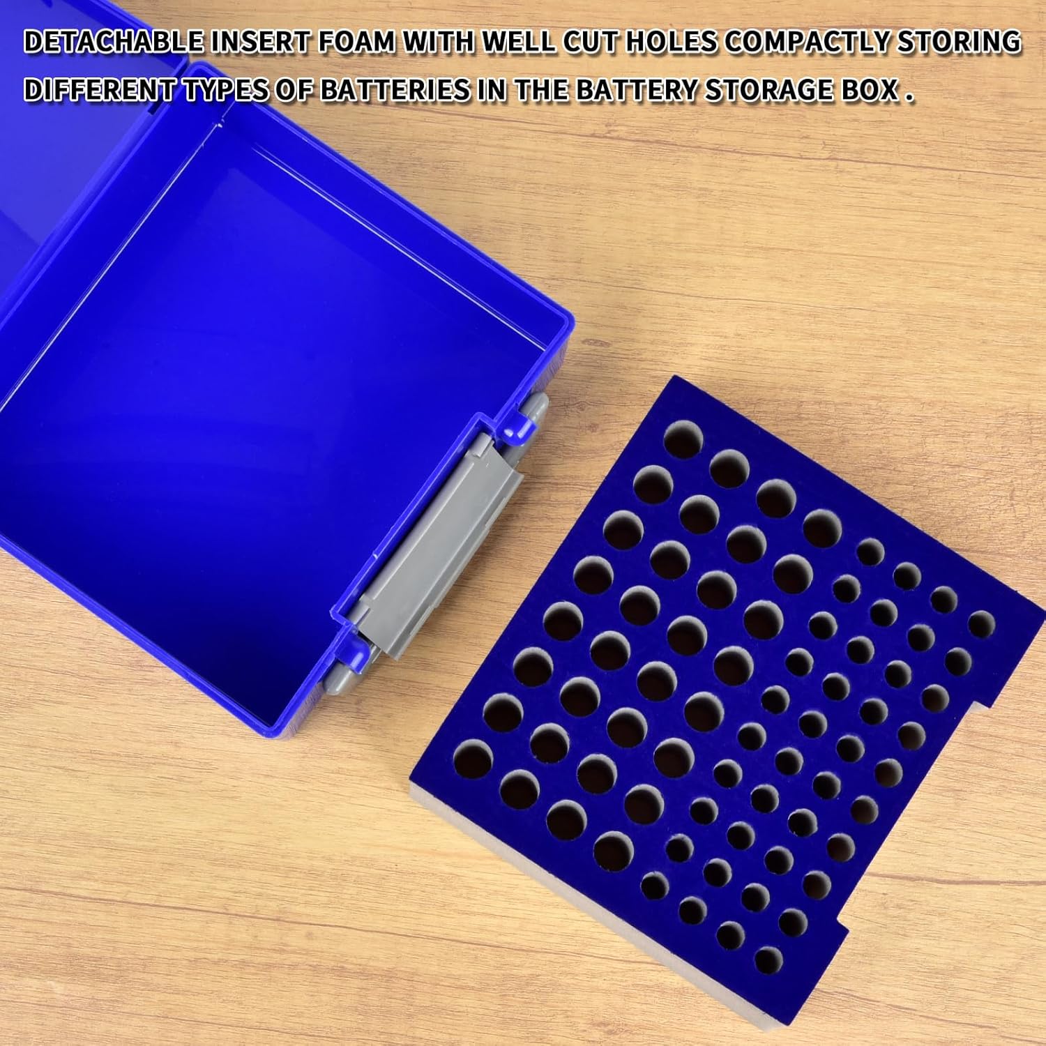 FULLCASE Battery Storage Organizer Holder Holds 72 AA AAA Batteries, Box Cases Garage Container, Home Drawer Organization Dispenser (Case Only) (Blue)