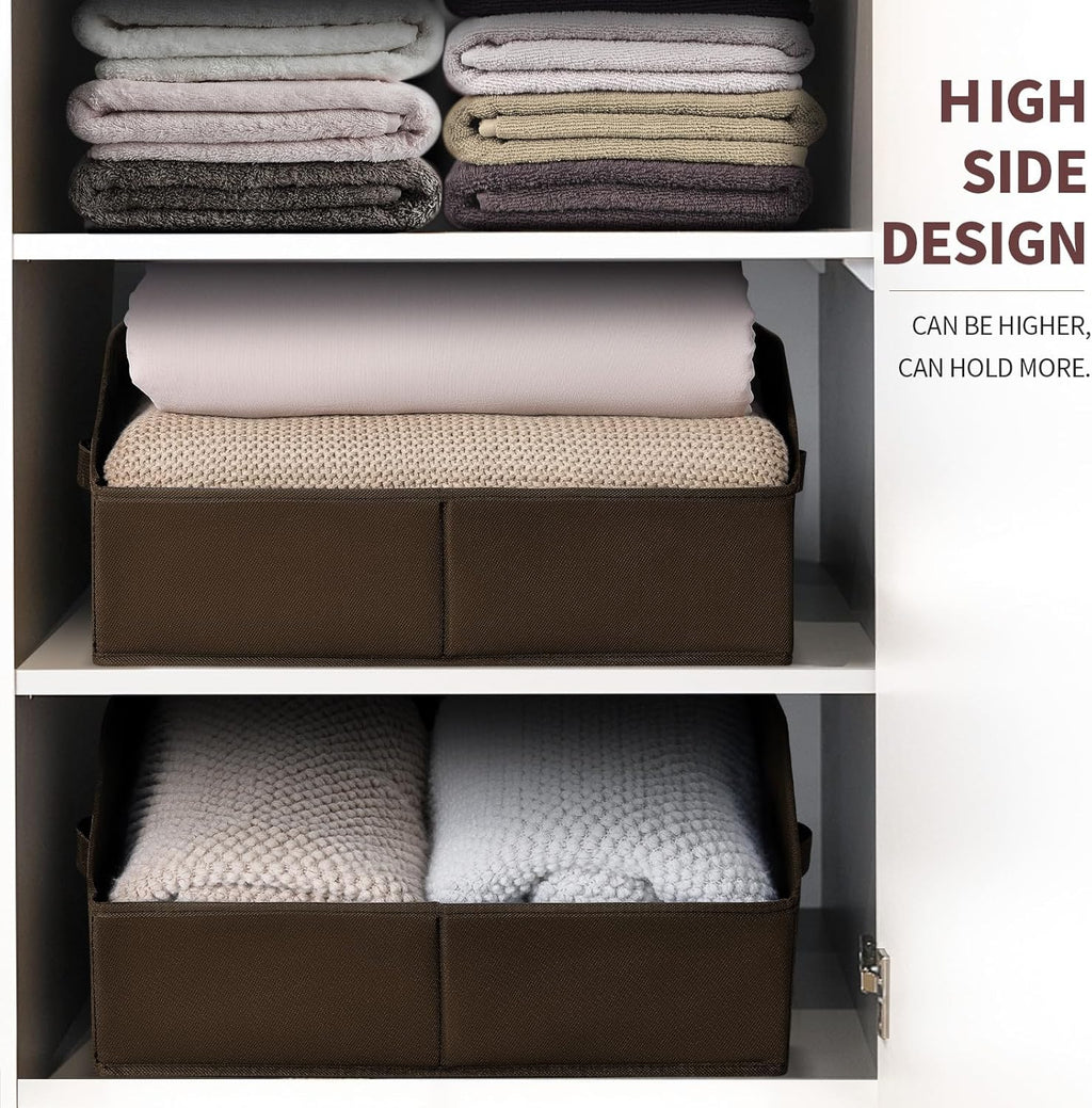 Trapezoid Closet Storage Bins - Large Fabric Baskets for Organizing, Storage Baskets for Shelves, Cube Organizer Bins for Home, Closet, Dorm, 6 Pack, Brown