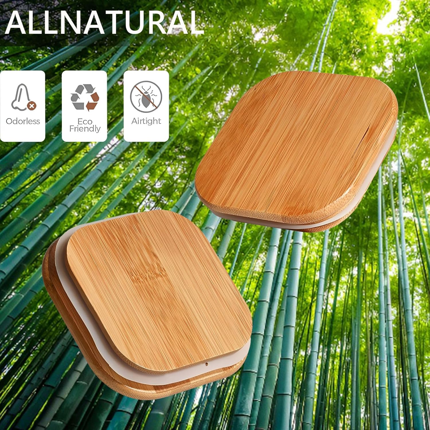 2.2 Qt Square Glass Storage Containers with Lids, Clear Food Storage Container Jar with Sealing Bamboo Lid Storage Containers for Pasta, Oats, Coffee, Flour, Sugar (Square -3Pack)