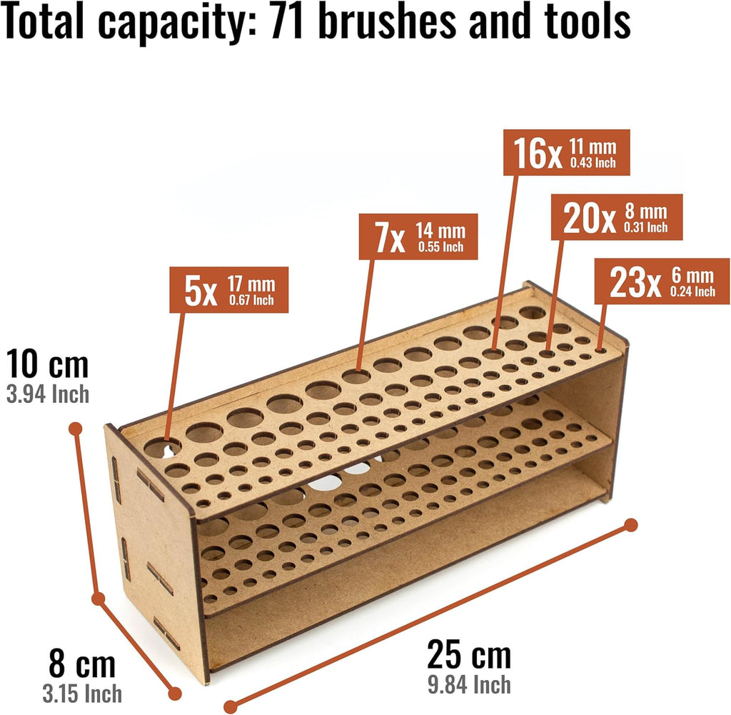 Paint Brush holder. Large Capacity Paint brush organizer and Art Supply Organizer kit for table and wall miniatures modeling crafts