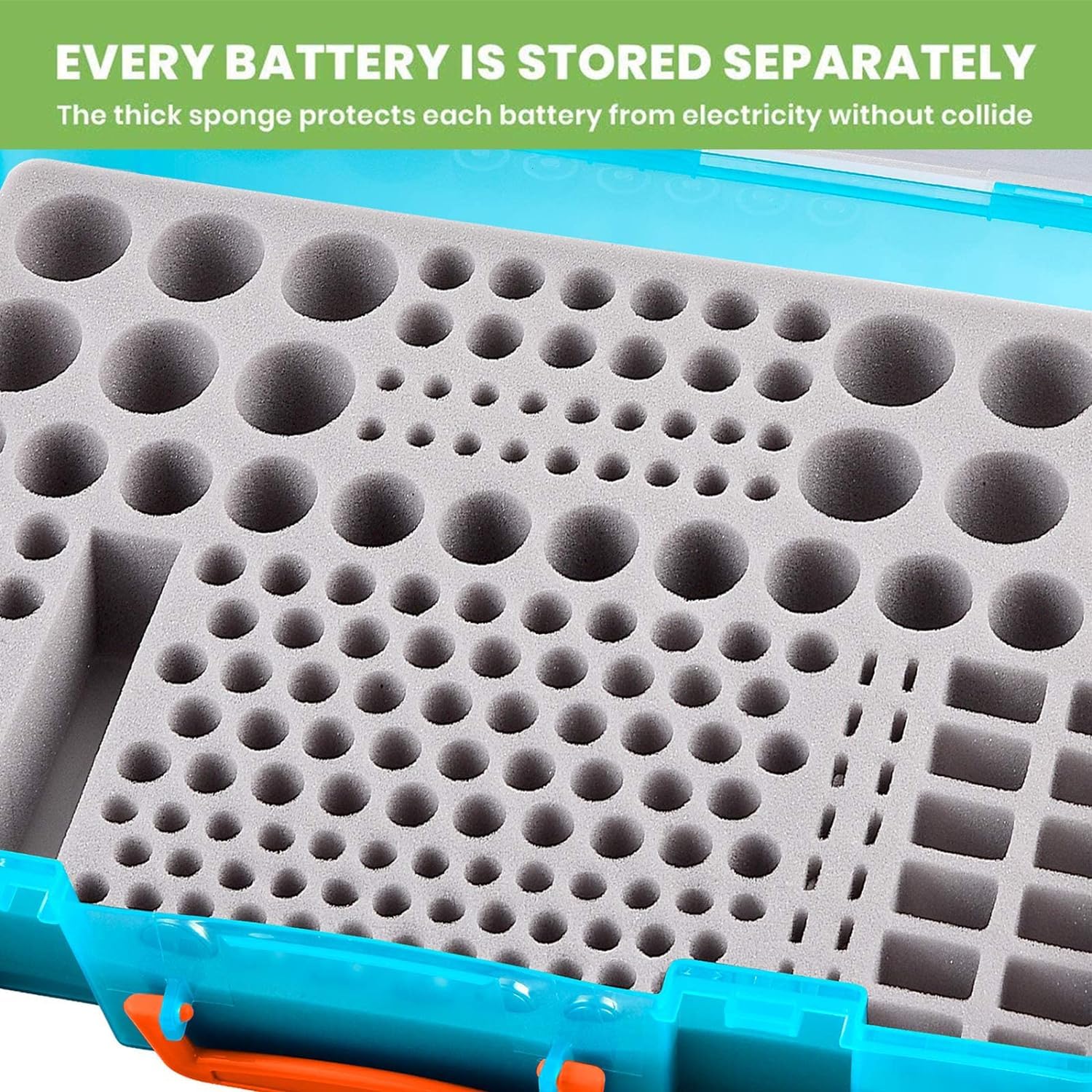 Battery Organizer Storage Holder- Batteries Case Containers Box with Tester Checker BT-168. Garage Organization Holds 225 Batteries AA AAA C D Cell 9V 3V Lithium LR44 CR2 CR1632 CR2032 (Green)