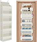 1 Pack Over The Door Organizer, Hanging Storage Organizer with Clear Window, 40lb Ultra Sturdy Large Capacity Room Organizer for Pantry Bathroom Nursery Closet Baby Essential (Beige)