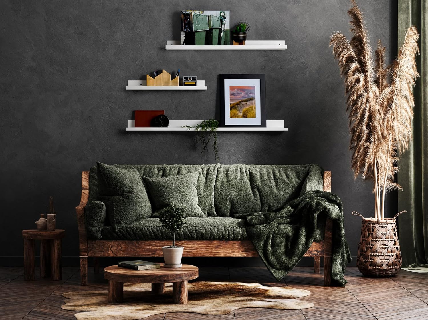 Infinite Design 48" Metal Floating Wall Shelf | Modern White Powder-Coated Steel Ledge, Made in USA | Wall-Mounted Shelf for Living Room, Kitchen, Bathroom, Bedroom or Office