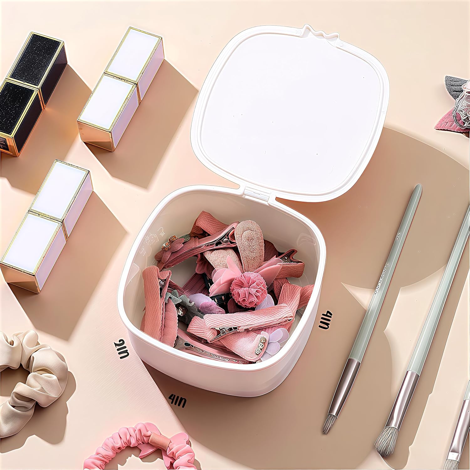 Small Hair Accessories Organizer Box For Girls Kids Teens Women, Hair clips/Ties/bands/pins/barrettes/scrunchies Organizer and Storage! (Cat)