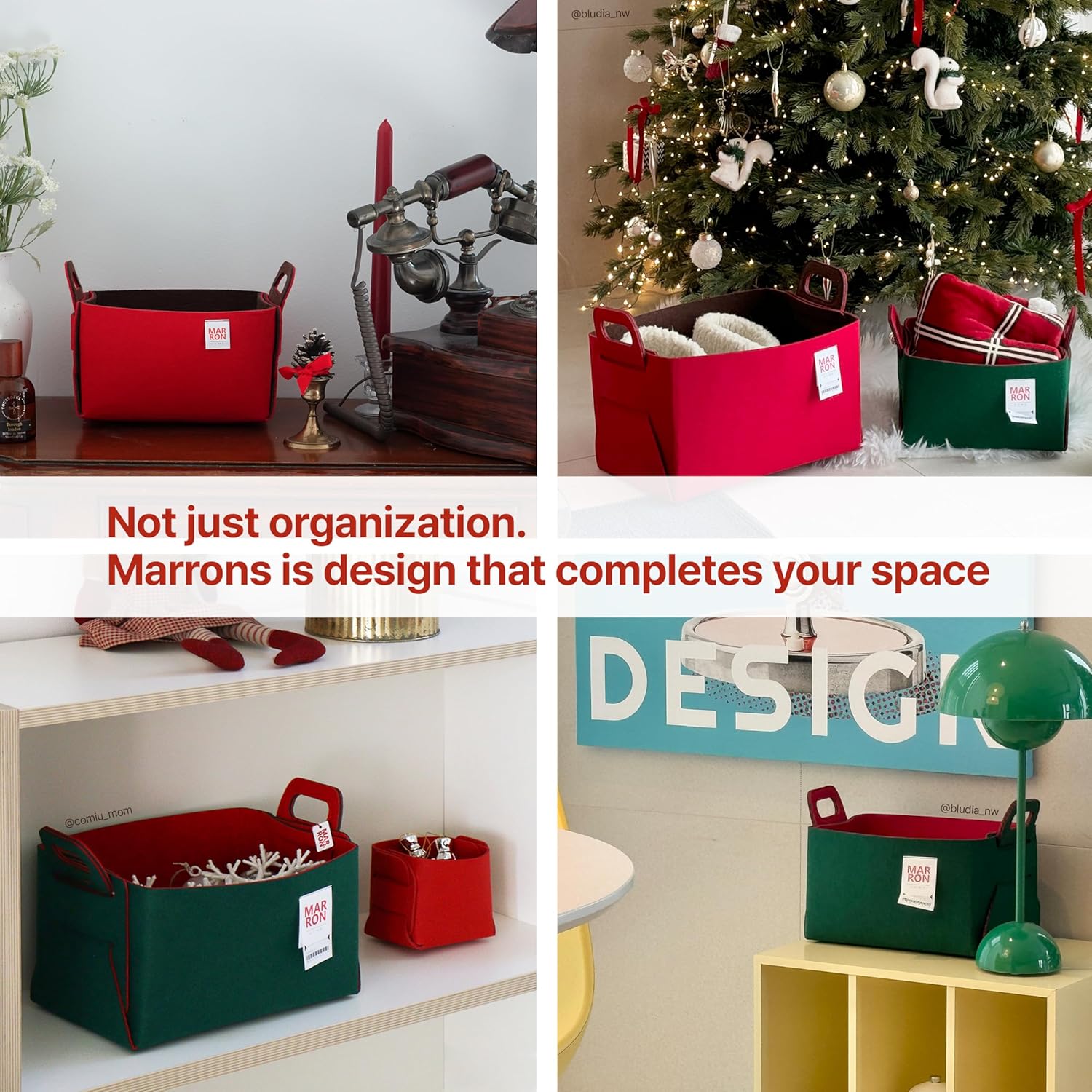 Collapsible Felt Redchoco Storage Bin Small 7.1"x5.1"x5.1" – Foldable Basket with Handles for Closet, Toy Storage, Laundry Room Organization, Decorative Storage Baskets for Shelves, Nursery