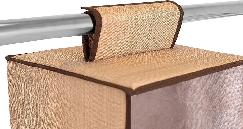 Internet's Best Hanging Closet Organizer - 6 Shelf - Clothing Sweaters Shoes Accessories Storage - Brown - College Dorm Kids Room Essential - Beige