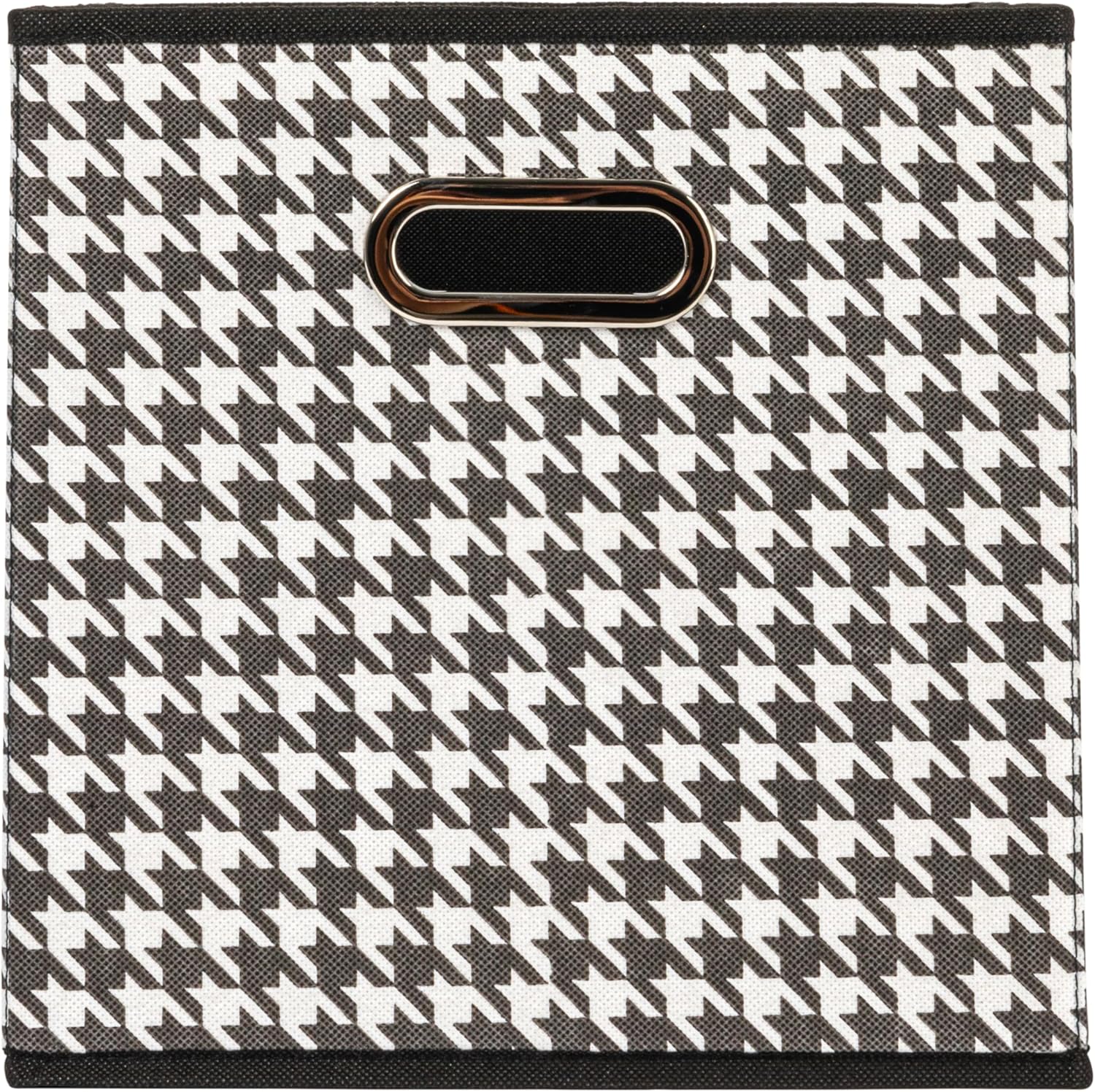 Household Essentials Fabric Storage Bins 6 Piece Set, Houndstooth White and Black (Pack of 6)