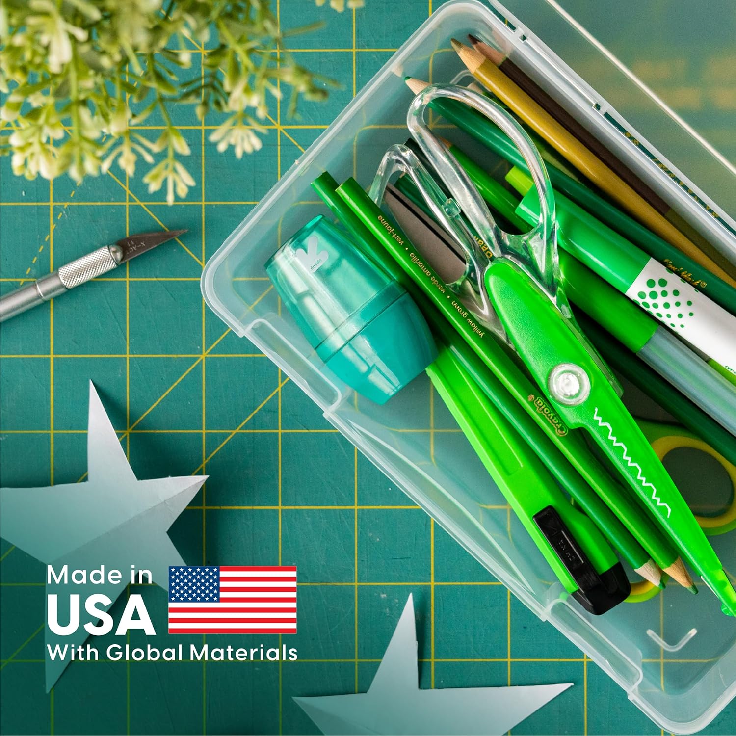 IRIS USA Pencil Case Boxes, 6-Pack, |Made in USA|, Plastic Bead Organizing Containers with Snap Lid for Arts, Crafts, Ephemera, Stickers, & Dance Cheer, Clear - Medium