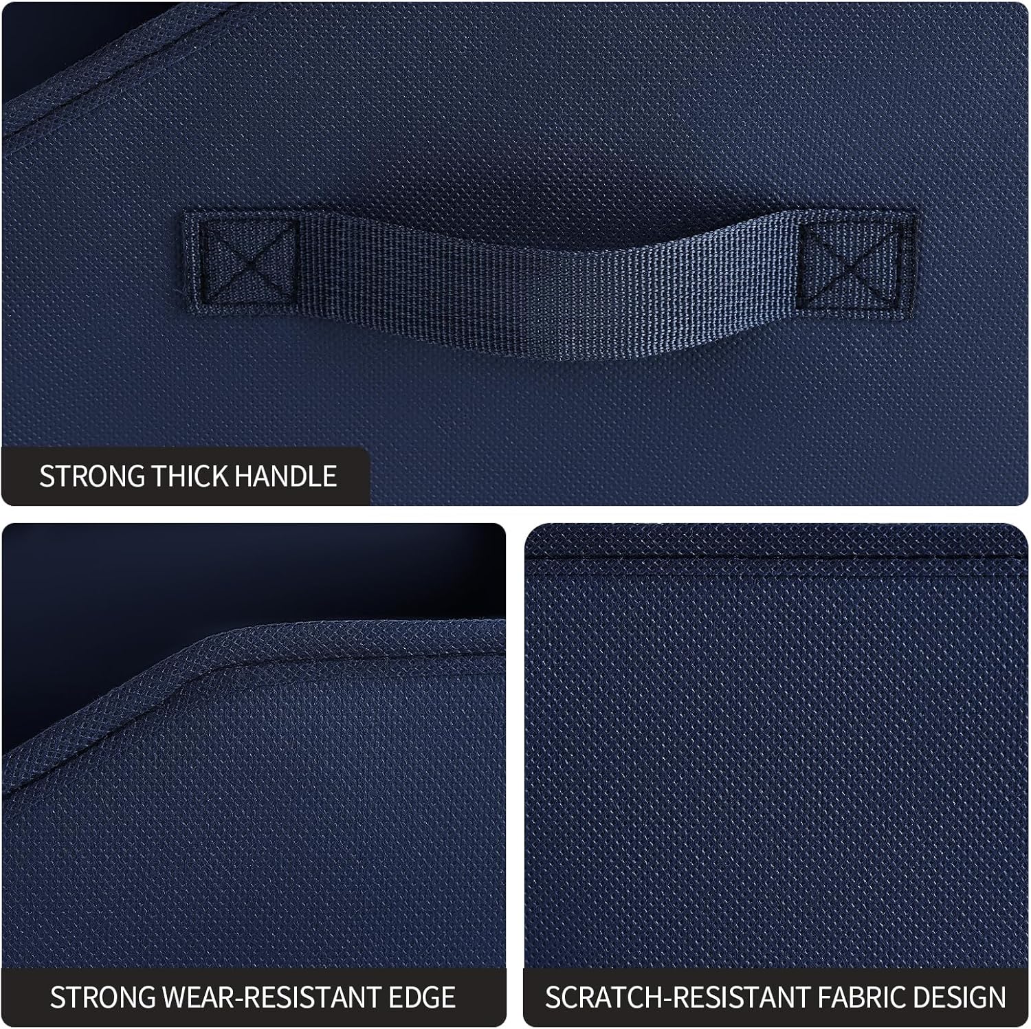 Closet Baskets for Shelves Trapezoid - Decorative Storage Baskets with Handle, Closet Bins for Organization, Shelf Storage Bins for Clothes, Books, Home, Office, 8 Pack, Navy Blue