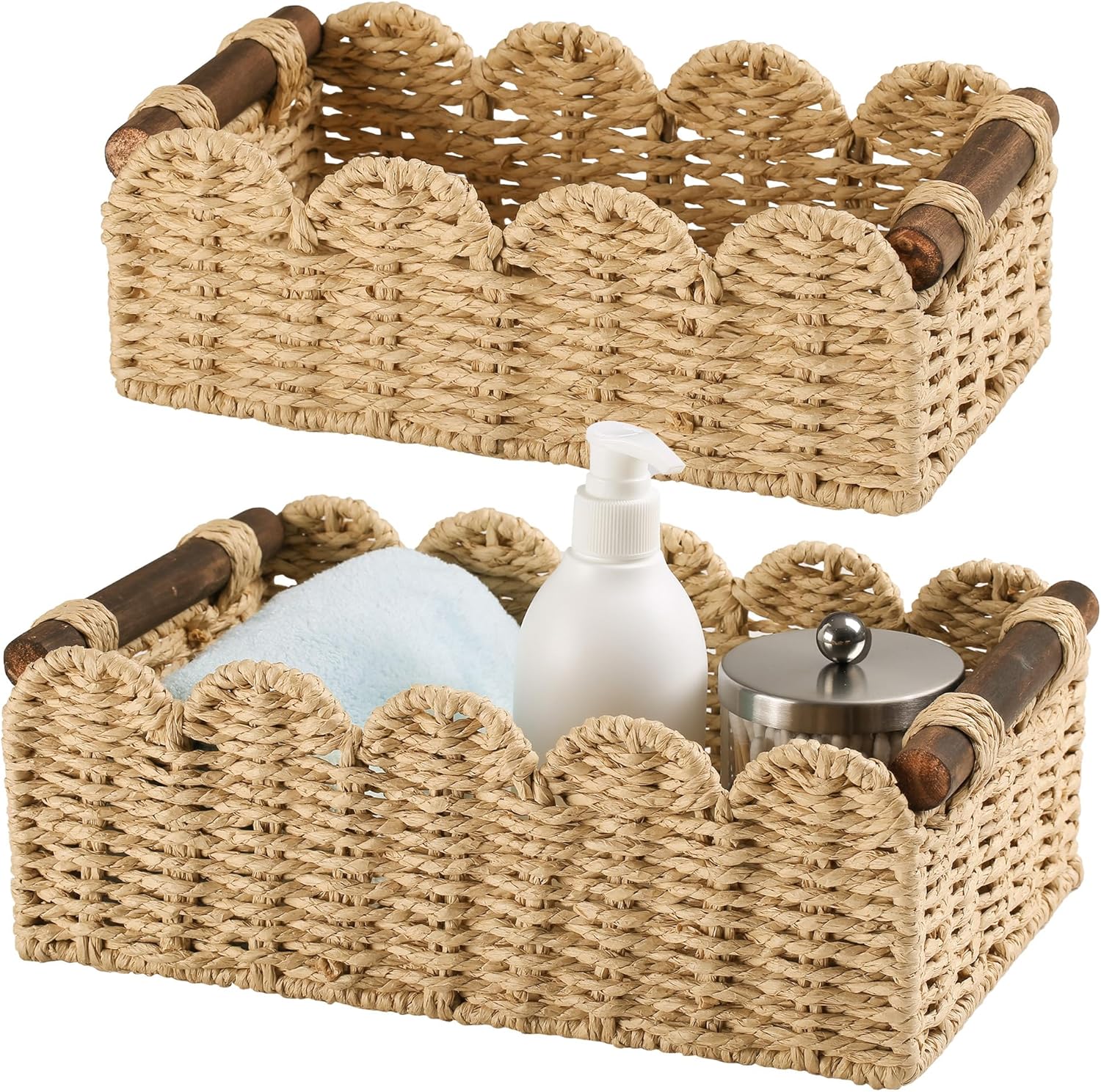 Storage Basket Wicker Baskets for Organizing Toilet Paper Storage Basket for Toilet Tank Top,Beige