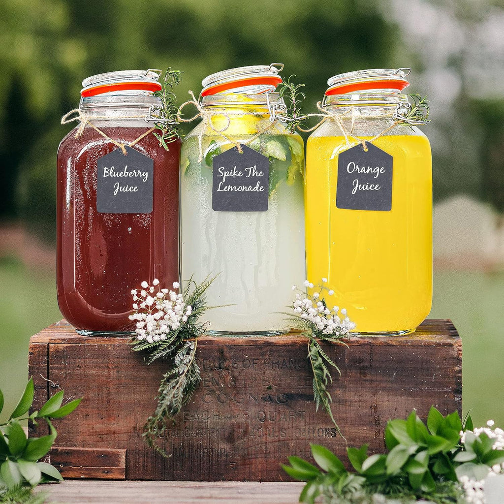 1 Gallon Square Glass Storage Jars with Airtight Lids, 2 Pack Large Glass Pickle Jars for Fermenting, Clear Glass Canister for Flour, Cookie, Candy, Kombucha, Sun tea(Extra Labels and Gasket)