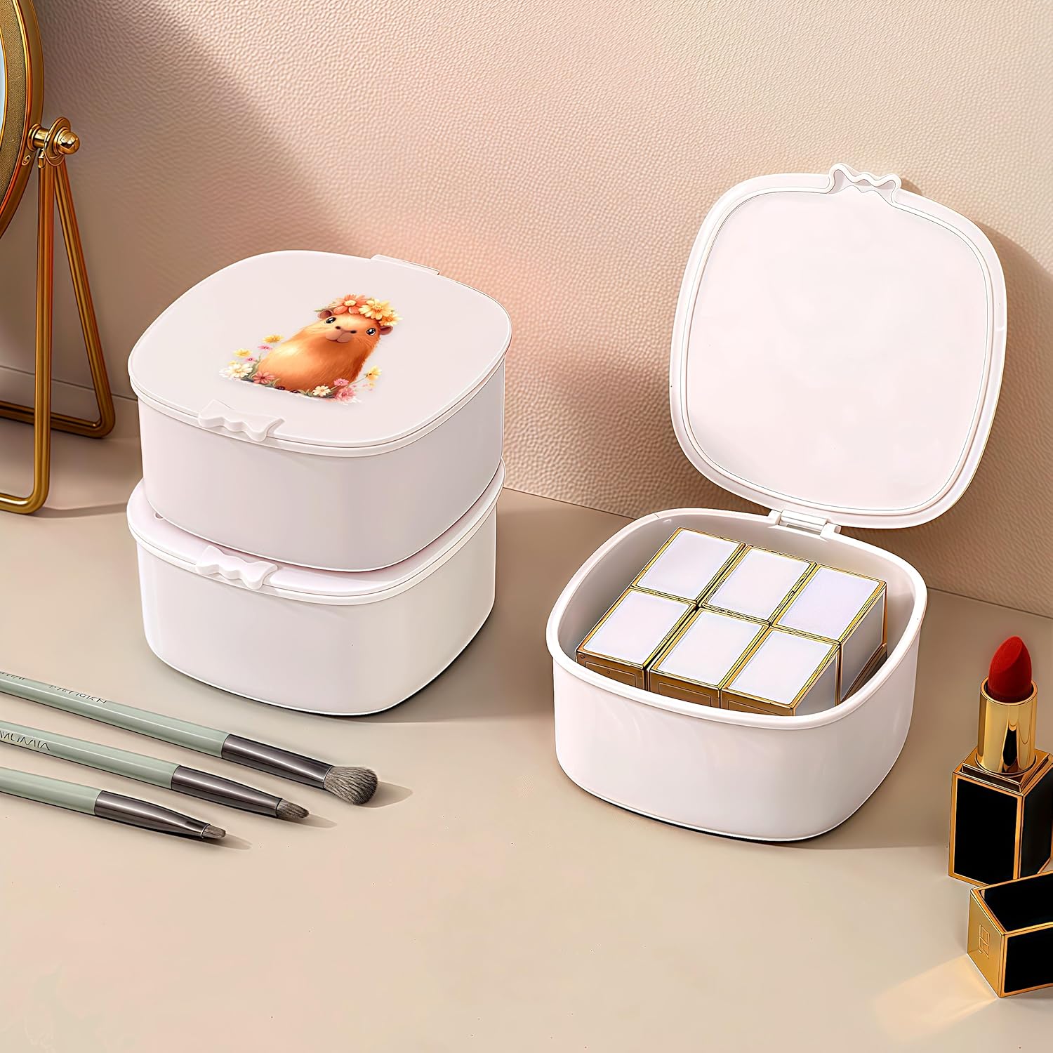 Small Hair Accessories Organizer Box For Girls Kids Teens Women, Hair clips/Ties/bands/pins/barrettes/scrunchies Organizer and Storage! (Capybara)