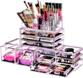 Sorbus Large Makeup Organizer - Clear Stackable Jewelry & Makeup Organizer For Vanity, Bathroom Storage, Dresser - 12 Drawers Cosmetic Beauty Organizers and Storage with Lipstick, Makeup Brush Holder