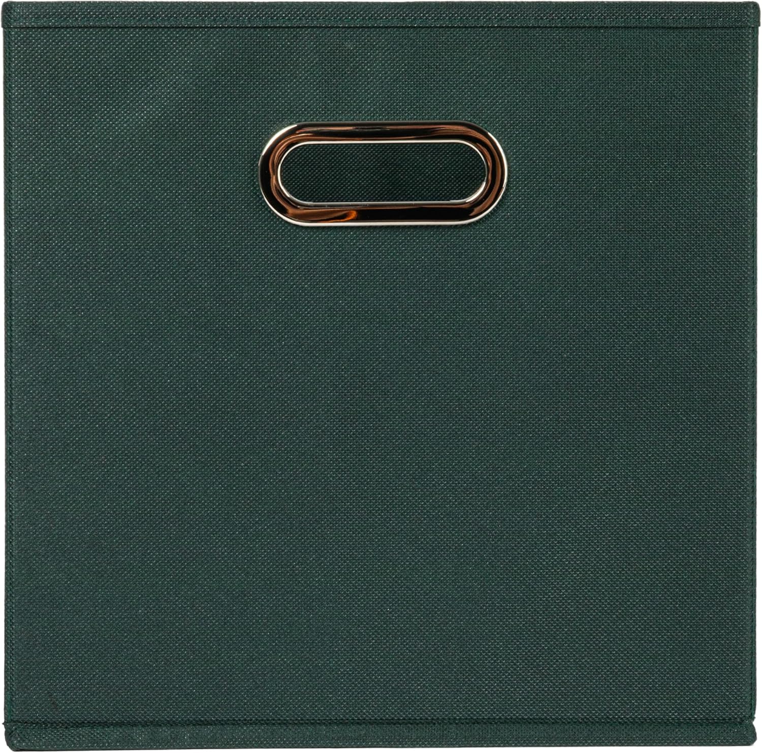 Household Essentials Foldable Fabric Storage Cubes 6-Pack – 11x11x11 Stackable Non-Woven Bins with Chipboard Sides & Grommet Handles – Closet, Shelf, Nursery, or Office Organizer – Dark Green