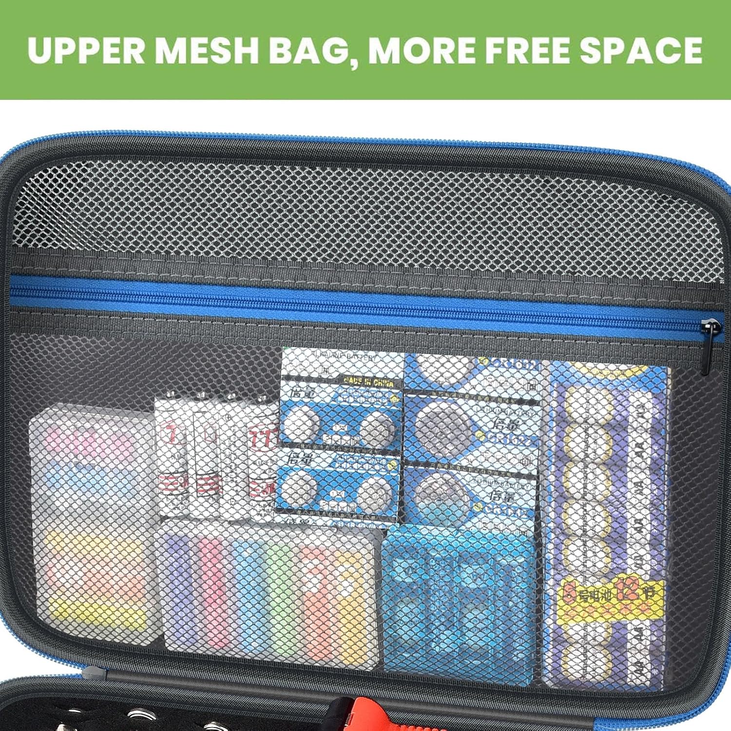 ALKOO Battery Organizer Storage Holder Case Box with Tester Checker BT-168. Holds 136+ Batteries AA AAA C D Cell 9V 3V Lithium (Blue)