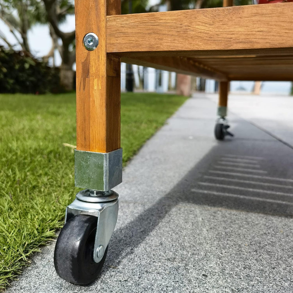 Interbuild 3 Tier Acacia Hardwood Kitchen Cart Portable Rolling Trolley Cart Kitchen Storage Utility Cart with Towel Rack (Golden Teak)