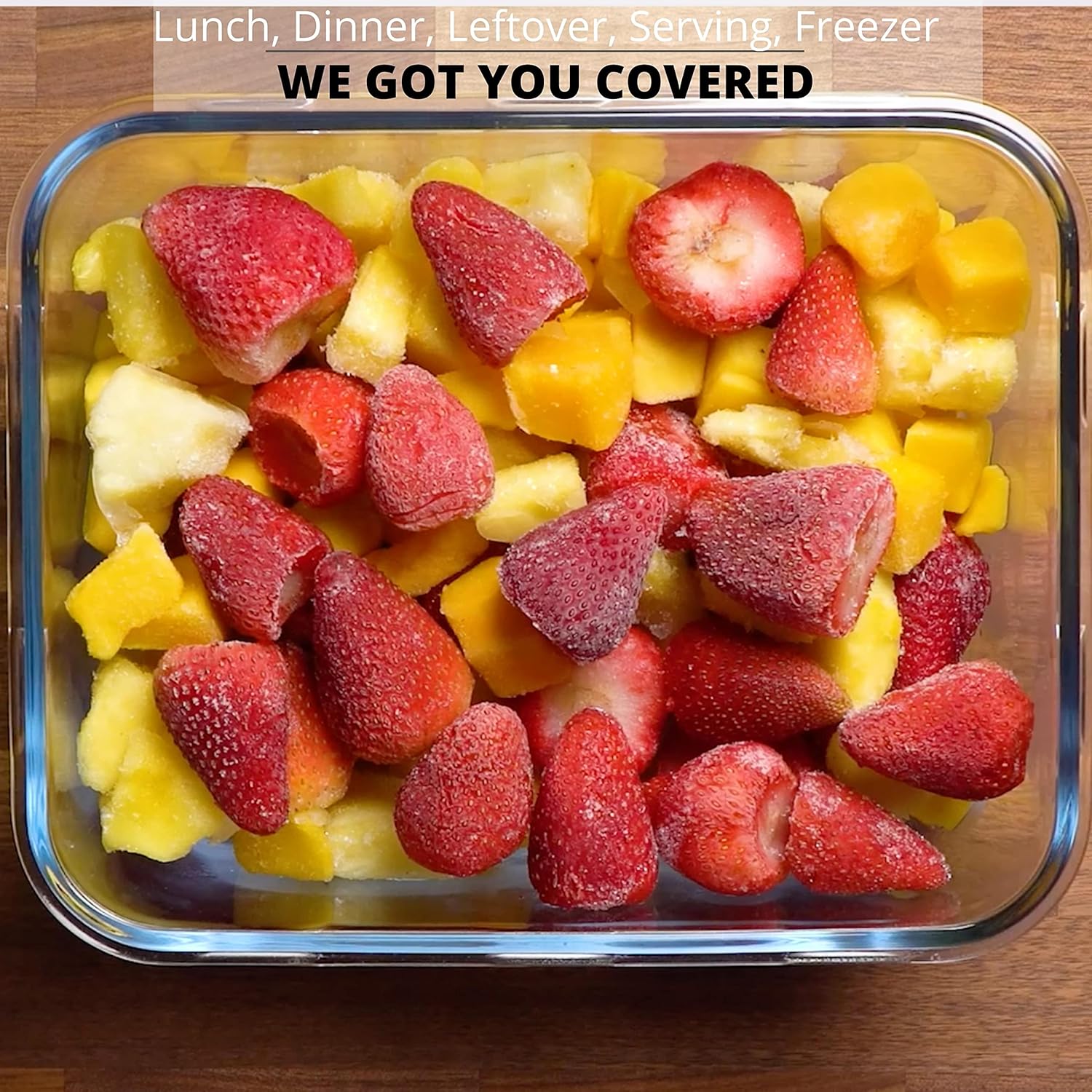 Razab 3300 ml / 112 oz Large Glass Food Storage Containers with Lids, Airtight, Leakproof, BPA Free - Ideal for Meal Prep, Store Leftover & Lunch, Baking Casserole - Freezer, Microwave & Oven Safe