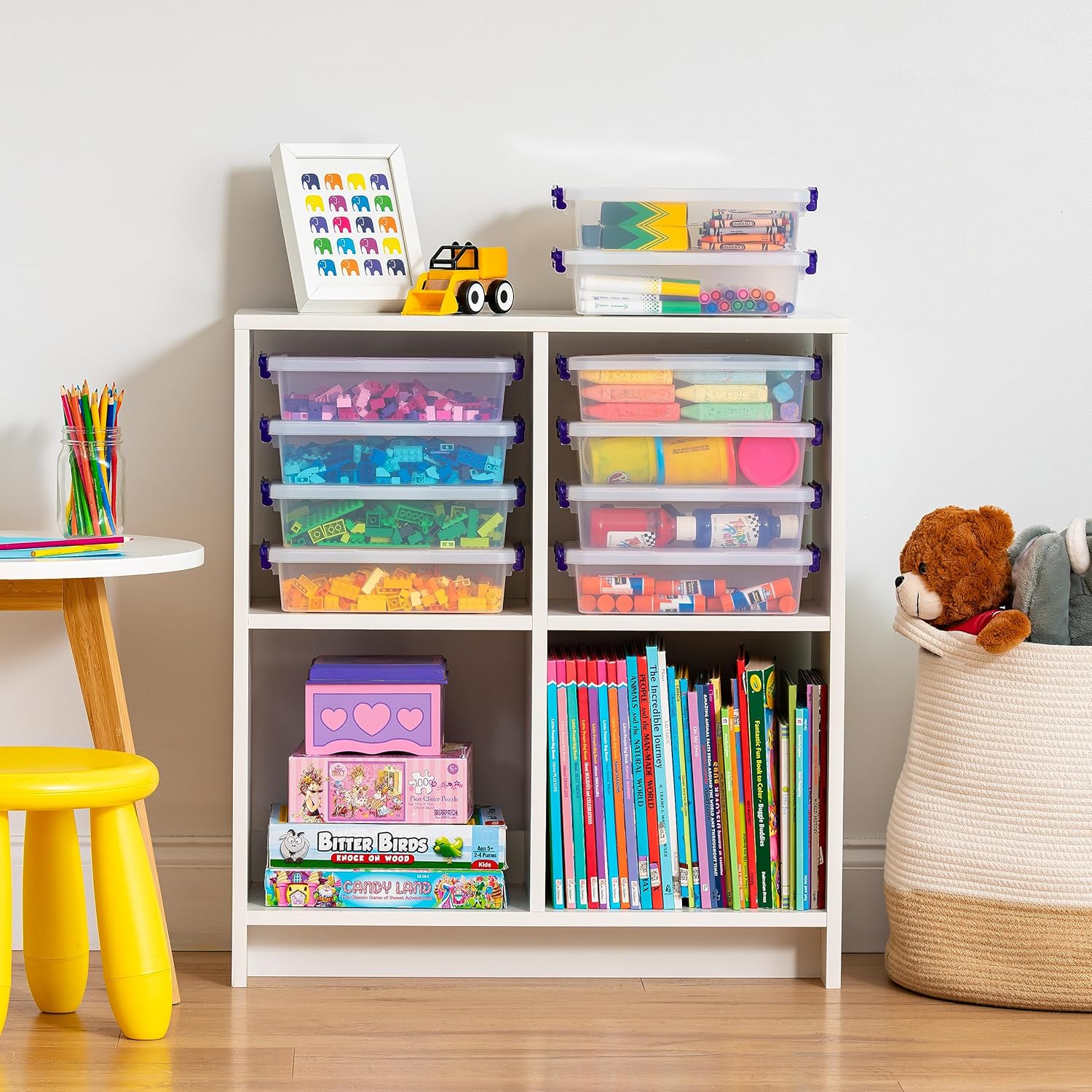 IRIS USA 3 Qt. Plastic Craft Storage Container Bins with Lids, 10 Pack, Small Art & Office Supply Organizer Tote, Sensory Bins & Boxes for Home & University, Stackable, Secure Latch Buckles, Clear