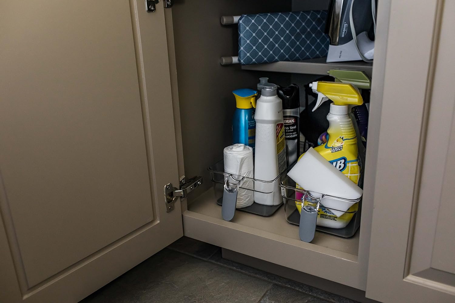 Internet's Best Kitchen Pantry Organizer Bins Set with Handles | 6 Piece Set | Pantry Fridge Freezer Storage Cabinet Containers | Silicone Non Slip Tray Feet | Clear Acrylic Holders