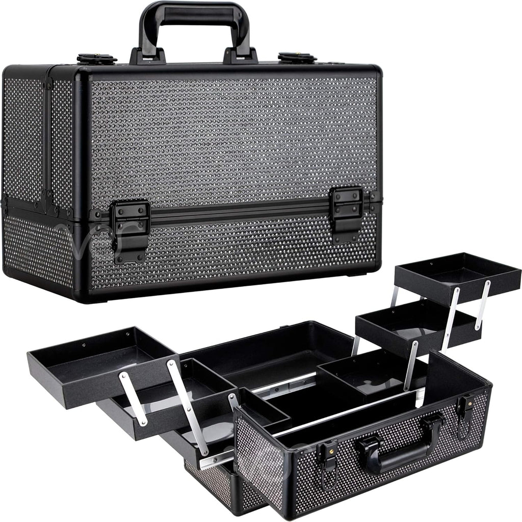Ver Beauty Professional Train Makeup Case Organizer (Black Crystal)