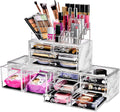 Sorbus Large Makeup Organizer - Clear Stackable Jewelry & Makeup Organizer For Vanity, Bathroom Storage, Dresser - 12 Drawers Cosmetic Beauty Organizers and Storage with Lipstick, Makeup Brush Holder