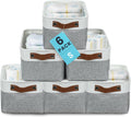 OrganiHaus Small Fabric Storage Bins for Shelves 6 Pack, 12x8in Closet Storage Bins for Shelves, Cloth Baskets for Organizing, Linen Closet Organizers, Fabric Basket, Gray/White