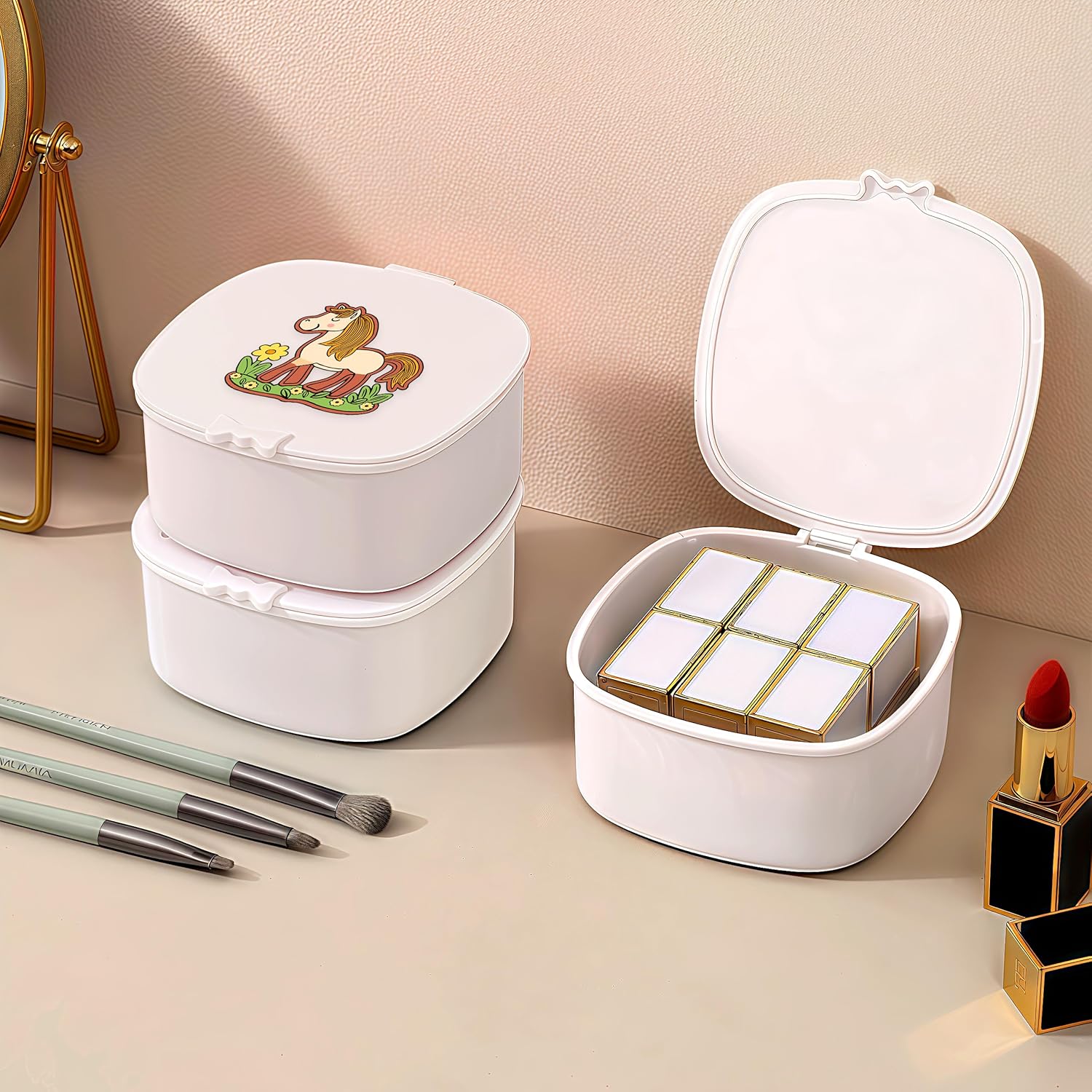 Small Hair Accessories Organizer Box For Girls Kids Teens Women, Hair clips/Ties/bands/pins/barrettes/scrunchies Organizer and Storage! (Horse)