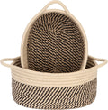 Sea Team 2-Pack Cotton Rope Baskets, 10 x 7 x 4 Inches Small Woven Storage Basket, Fabric Tray, Bowl, Oval Open Dish for Fruits, Jewelry, Keys, Sewing Kits (Mottled Flaxen & Khaki)