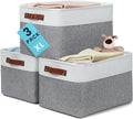 OrganiHaus Extra Large Fabric Storage Baskets for Shelves 3 Pack, 16x13in Closet Storage Bins for Shelves, Canvas Baskets for Organizing, Linen Closet Organizers, Cloth Basket, Gray/Off-White