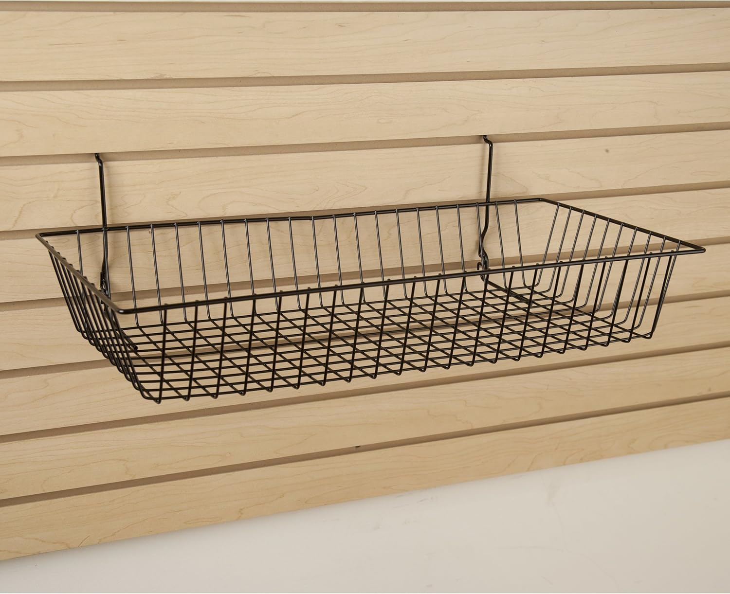 Only Garment Racks #5624B (Pack of 6) Black Wire Baskets for Grid Wall and Slat Wall - Merchandiser Baskets, Black Wire Basket 24" L x 12" D x 4" H (Set of 6) (Pack of 6)