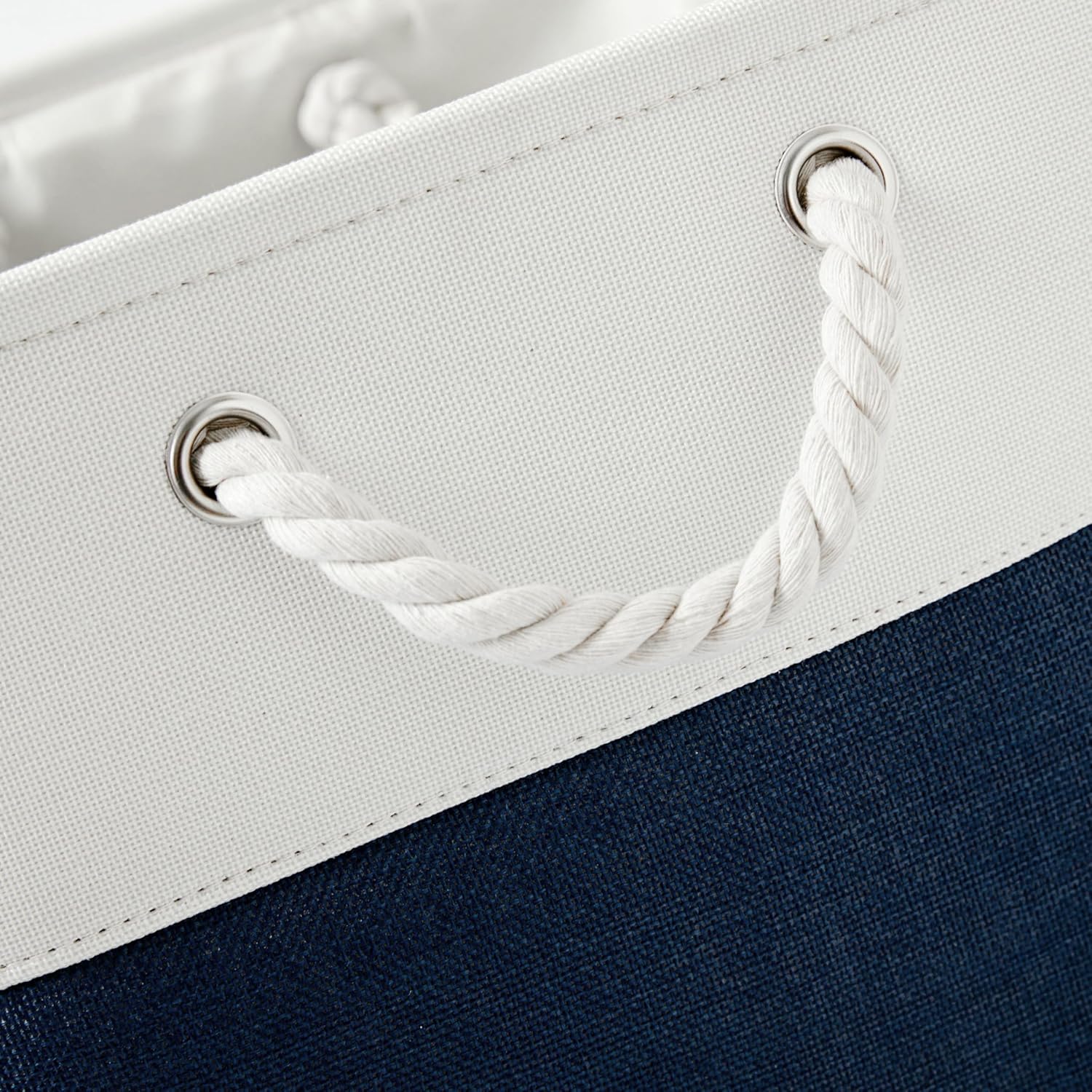 Fabric Storage Cubes, 11 inch cube storage bin with Handles, 11x11cube storage organizer bins, Collapsible Storage Bins for Shelves and Home, Cubby Storage Bins (white-navy, 10.5x10.5x11in)