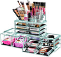 Sorbus Large Makeup Organizer - Clear Stackable Jewelry & Makeup Organizer For Vanity, Bathroom Storage, Dresser - 12 Drawers Cosmetic Beauty Organizers and Storage with Lipstick, Makeup Brush Holder