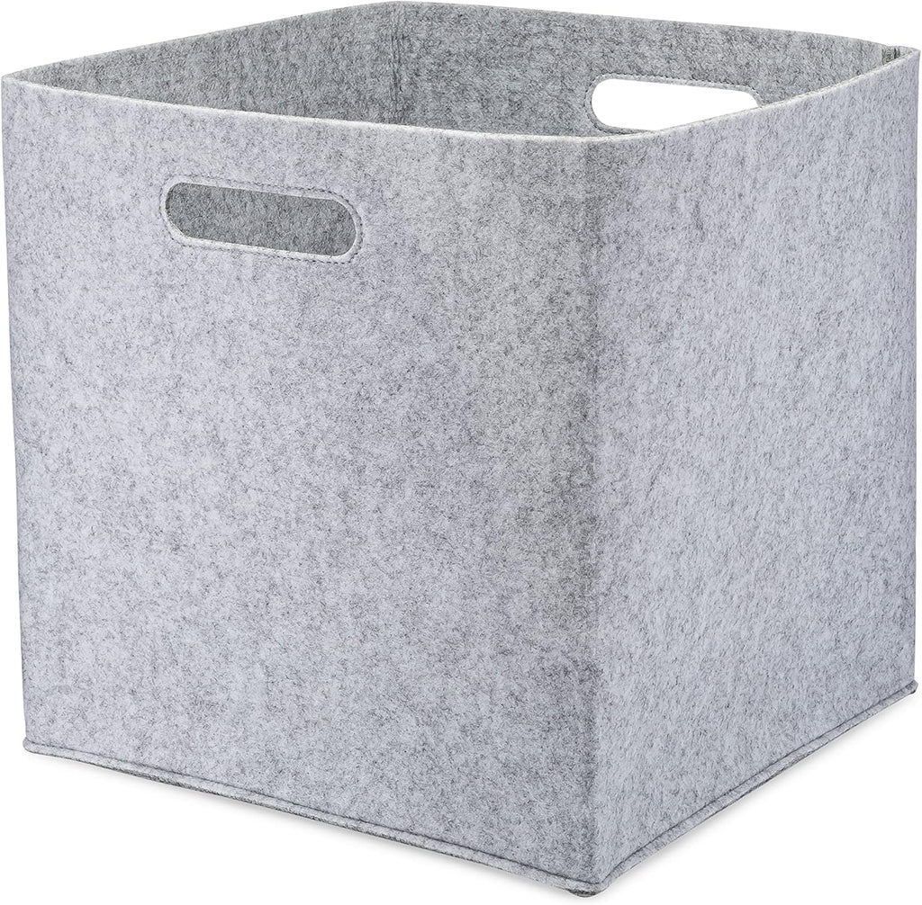 Parker Baby Felt Foldable Storage Cube - 13 Inch Nursery Cubby Bin for Cube Organizer, Closet Organizers and Storage Toy Bin, Rope Baskets Bins for Toy’s Storage - Gray