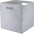 Parker Baby Felt Foldable Storage Cube - 13 Inch Nursery Cubby Bin for Cube Organizer, Closet Organizers and Storage Toy Bin, Rope Baskets Bins for Toy’s Storage - Gray