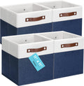OrganiHaus 11" x 11" x 11" Fabric Cubes Storage Bins Set of 4, Foldable Collapsible Canvas Storage Bins for Organizer, Toy Organizer for Kallax, 11 Inch Linen Cube Shelf Baskets - Navy Blue