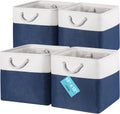 OrganiHaus 12x12 Cube Storage Bins 4 Pack, Foldable Cube Storage Organizer w/ Rope Handles, Collapsible Fabric Bins for Toys, Clothes & Closet Organization, Fabric Square Baskets - Navy Blue