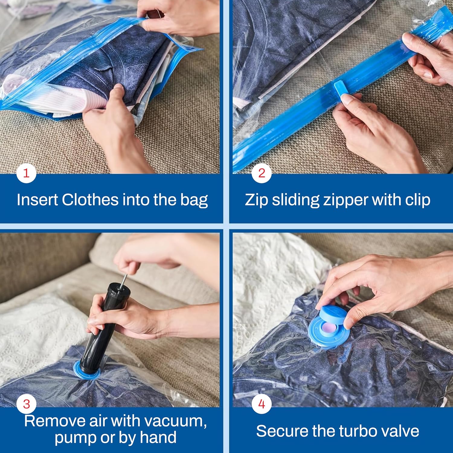 10-Pack Variety Vacuum Storage Bags for Comforters, Blankets & Clothes – Vacuum Sealed Compression Bags with Hand Pump – Space Saver Storage Bags for Bedding,Travel & Organization (2S, 2M, 3L & 3XL)