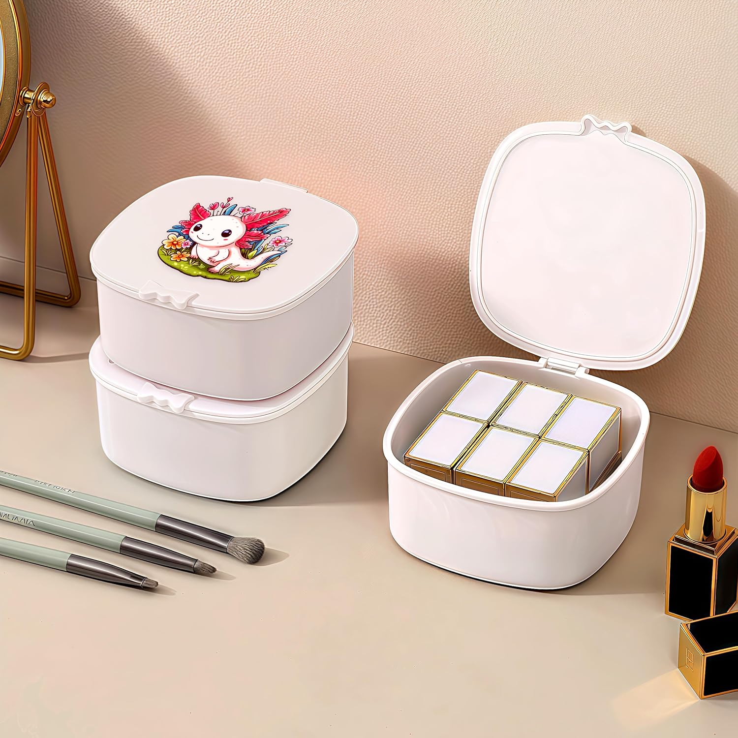 Small Hair Accessories Organizer Box For Girls Kids Teens Women, Hair clips/Ties/bands/pins/barrettes/scrunchies Organizer and Storage! (Axolotl)