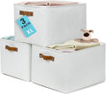 OrganiHaus Extra Large Fabric Storage Baskets for Shelves 3 Pack, 16x13in Closet Storage Bins for Shelves, Canvas Baskets for Organizing, Linen Closet Organizers, Cloth Basket, Off-White
