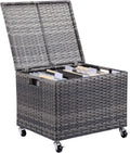 BIRDROCK HOME Rolling File Box - Storage Cabinet with Wheels - Weatherproof Rattan-Style Resin Deck Chest for Garden, Home and Office - Organize Cushions, Toys, and Accessories - Storage Box - Grey
