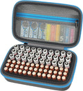 ALKOO Battery Organizer Storage Holder Case Box for 69+ Batteries AA AAA C Cell 9V 3V Lithium - No Tester Included (Blue)