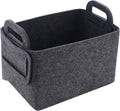 Storage Basket Felt Storage Bin Collapsible& Convenient Box Organizer with Carry Handles for Office Bedroom Closet Babies Nursery Toys Laundry (Dark grey, 19.9inch（L）×13.6inch（W）×12.6inch（H）)