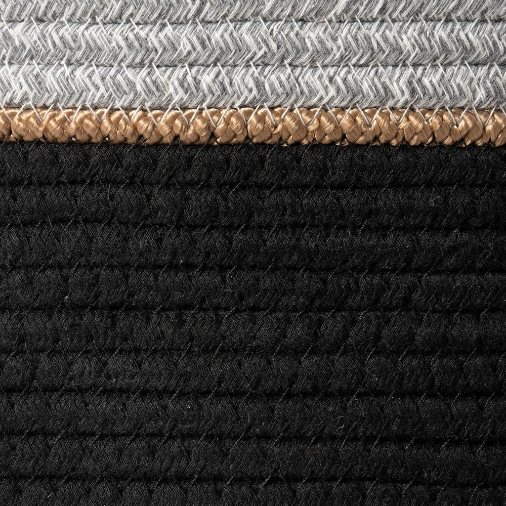 LA JOLIE MUSE Woven Basket Rope Storage Baskets - Large Cotton Organizer, Basket for Baby Blanket, Kids Toy Nursery Laundry Basket Ebony Black XL