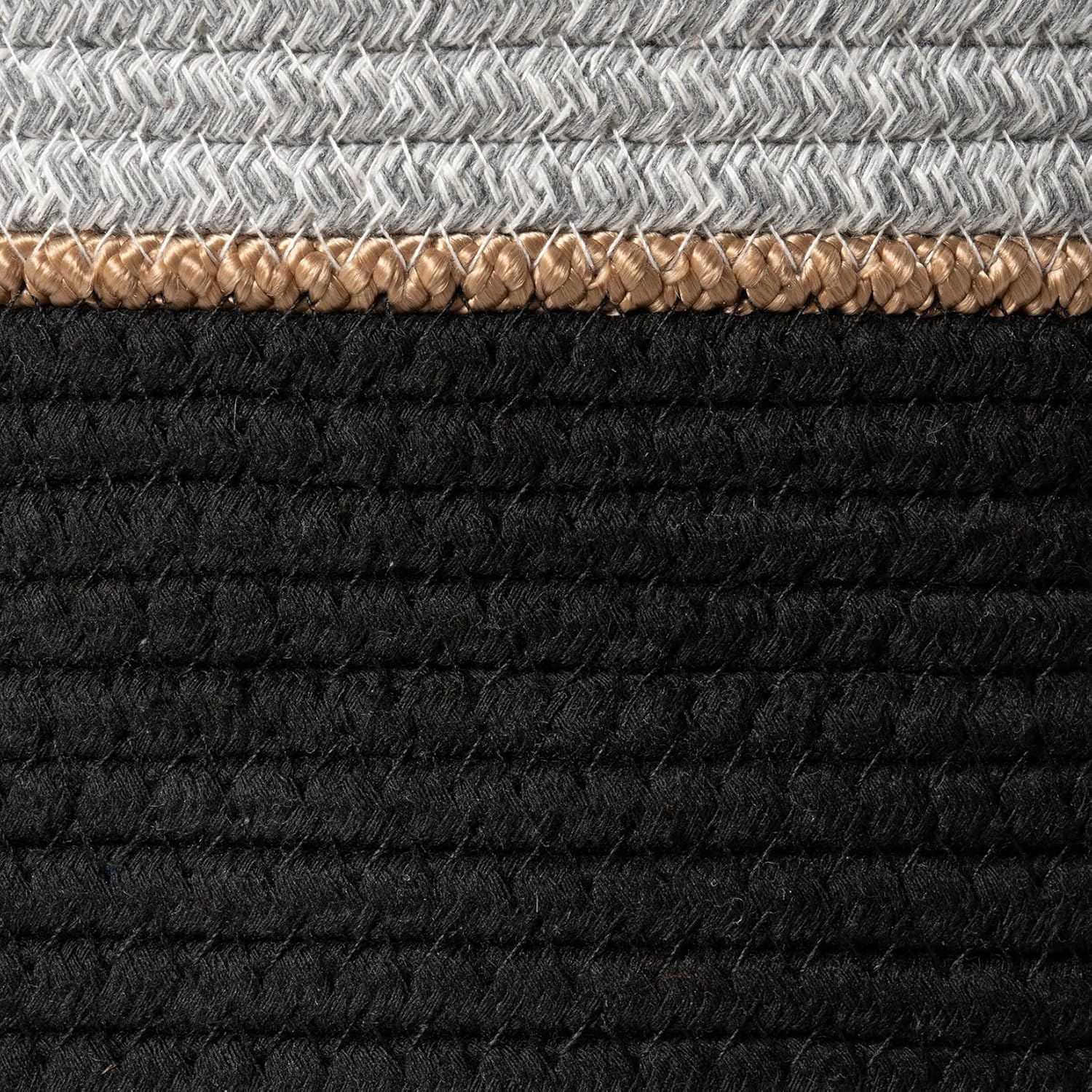 LA JOLIE MUSE Woven Basket Rope Storage Baskets - Large Cotton Organizer, Basket for Baby Blanket, Kids Toy Nursery Laundry Basket Ebony Black XL