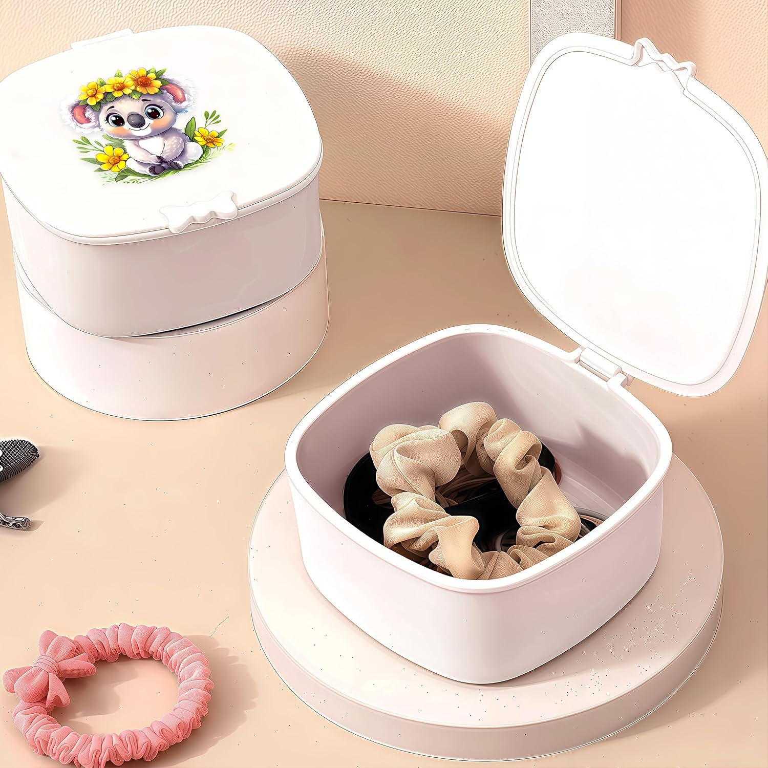 Small Hair Accessories Organizer Box For Girls Kids Teens Women, Hair clips/Ties/bands/pins/barrettes/scrunchies Organizer and Storage! (Koala)