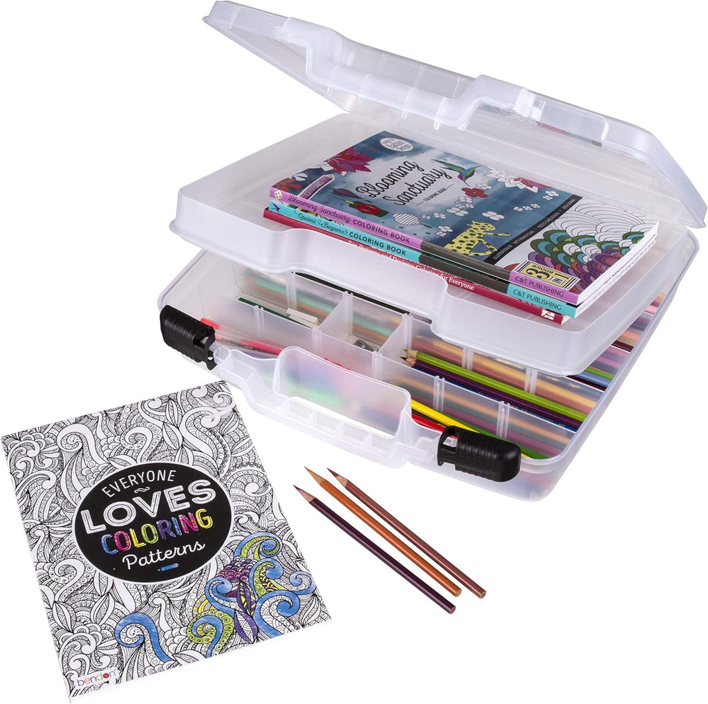 ArtBin 6962AB Quick View Deep Base Carrying Case with Removable Dividers and Tray, Portable Art & Craft Storage Box, 15", Clear