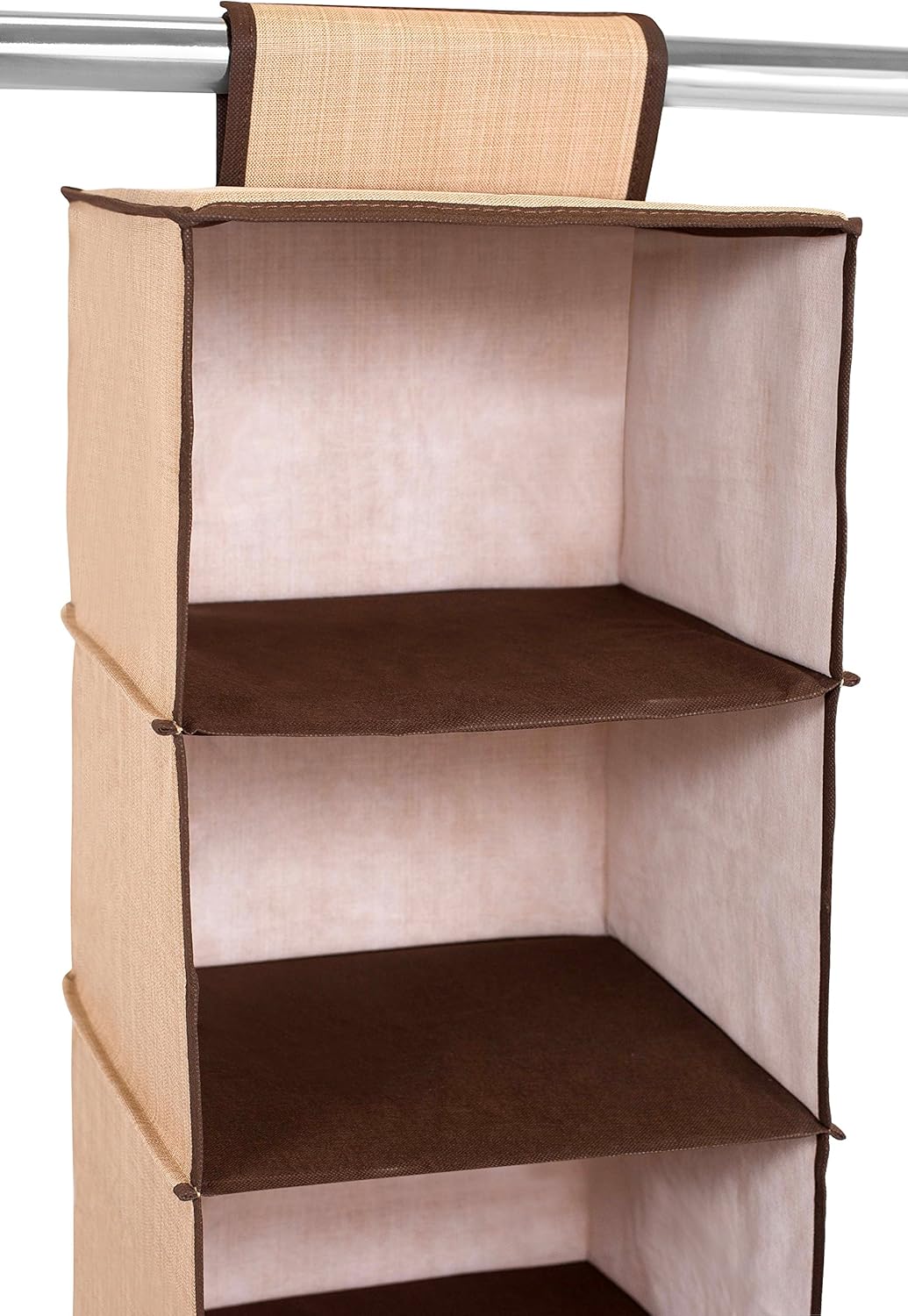 Internet's Best Hanging Closet Organizer - 6 Shelf - Clothing Sweaters Shoes Accessories Storage - Brown - College Dorm Kids Room Essential - Beige